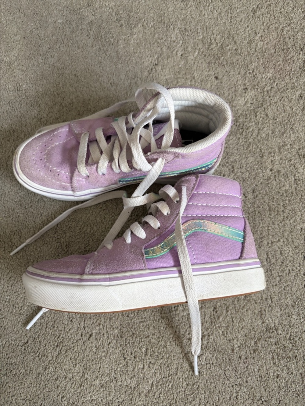 Vans Lavender High-Top Sneakers with White Laces